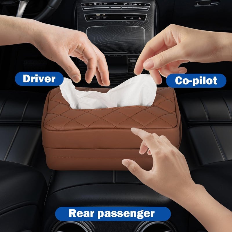 VETERBONE Car Tissue Holder, Standard Tissue Holder for Car Pu Leather Car Napkin Holder, Car Backseat Extra Large Tissue Organization Fit for 120-150 Tissues 9.84'' x 3.94'' x 5.51'' (Matte Brown) - Image 5